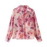 Spring Flower Printed Shirt 9878061 100-Pleated Skirt 9878055-Outfit