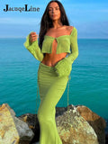Summer Elegant Dress for Women 2022 Womans Lace Tops And Maxi Skirt Set Beach Sexy Outfits See Through Two Piece