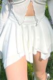 Asymmetrical A-line Pleated Mini Skirt Low Waist Fairycore Sweet Short Skirts Aesthetic Cute Coquette Outfit Y2K