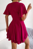 Waist Flutter Sleeve Ruffled