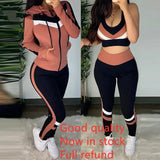 crop top & high waisted pants & hooded jacket casual female set 3 piece clothing set sleeve style collar