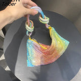 Rhinestones Evening Bag Silver Shiny Crystal Dinner Party Wedding Handbag Luxury Shoulder Bags Women's Clutch