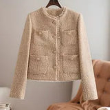New Women's Coarse-Spinning Pure Color Casual Coat Short Coat