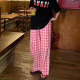 Women Plaid High Waist Loose Summer All-match Wide Leg Trousers Hot Sale Casual Fashion Ulzzang Harajuku Mujer Ins
