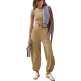 Summer New Solid Fashion Suit Short-Sleeved Top Casual Sports Two Sets Of