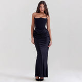 New Red Thoracic Fish Bone Sexy Body Fishtail Fishtail Dress Long Solid Dress