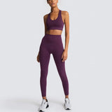 2 Piece Sport Gym Clothes Fitness Set Squat Proof Pant Seamless Leggings Sport Bra Sportwear Crop Top Active Workout