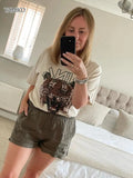 Printing Women T-Shirt Vintage Style T shirts Short Sleeve Loose Cotton Crew Neck Tops Tee 2023 Summer Casual Shirts-Outfit