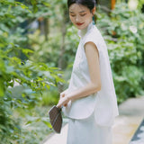 Chinese Cheongsam Improved Young White Certificate Registration Engagement Retro Dress Dress Set Bridal