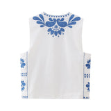 New Matching Color Embroidery Fashion Vest 6895054-Outfit