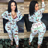 Womens Sexy Nightwear Christmas Pajamas Sleepwear Pyjamas fashion Romper new underwear casual printed Jumpsuit Set Xmas-Outfit