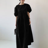 Solid Irregular Robe 2021 Summer Short Sleeve Maxi Dress Casual A Line Dresses ZANZEA Fashion Losse