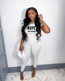 Letter Print Fashion Rib Casual Two-Piece Pants