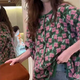 Floral Jacquard Weave Cardigan Women's Clothing Casual O-Neck Autumn Winter Commute Single-breasted Knitted Loose
