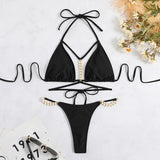 2023 New Sexy Solid Color Strap T-Tong Bikini