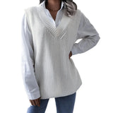 2025 V-Neck Casual Casual Knitted Sweater Vest Vest Wish Women's