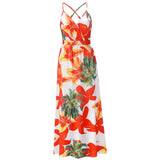 Floral Print Long Dress 2022 Summer Vintage Backless V-Neck Elegant Sleeveless Party Dress Femme Beach Loose Boho