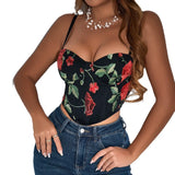 Sales Print Embroidered Low-Chest Hottie Trinkling Small Waistcoat Female