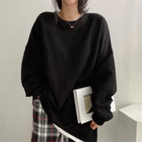 Solid Color Oversized Sweatshirt-Outfit