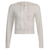 Solid Kintted Jackets y2k Casual Coat Long Sleeve Cute Harajuku Basic Outwear Autumn Winter Hoodies Women Korean