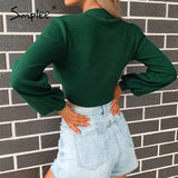 High waist Lantern Sleeve women's sweater Autumn winter white casual Pullover High street style knitted sweater