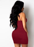 Sexy Straps V Neck Sleeveless Bodycon