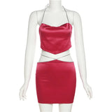 2025 Women's New Hanging Neck-Deck Small Waist Sexy Hip Skirt