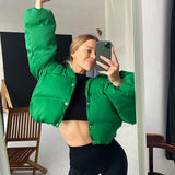 Graduation party gift Casual Hooded Parkas Women Long Sleeve Single Breasted Short Stand Collar Coat New Winter Fashion