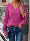 Women's Clothing 2025 Autumn And Winter New Ribs Pit Strip V-Neck Button Long-Sleeved Coat