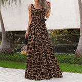 Leopard Print Women Maxi Dress 2021 Celmia Summer Sexy Sleeveless Party Dress Elegant Casual Swing