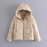 Women Fashion Thick Warm Faux Leather Padded Jacket Coat Vintage Long Sleeve Oversized Parka Female Outerwear Chic