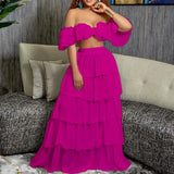 Tube Top Ruffle Top Skirt Two-Piece