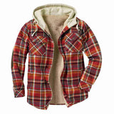 Men's Autumn And Winter Plaid Hooded Hooded Shirt Plus Plus Thick Jacket