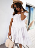 Off Shoulder Ruffles Islander Smock