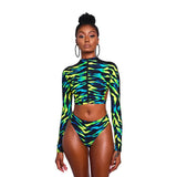 One Piece Print Bikini Long Sleeve