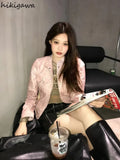 Ropa Mujer Vintage Bomber Jacket for Women Fashion Leather PU Casual Y2k Crop Tops Tunic Streetwear Korean Pink Coat 27s380-Outfit