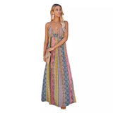 Summer Wishv Collared Sling Print Large Swing Dress Women's