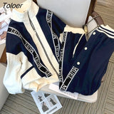 Sets Women Casual Fashion Cardigan Coat Set Loose Patchwork Design Sweatshirt Jacket and Sweatpants Two Piece Suits