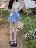Clothes Harajuku Women's Summer Denim Skirt High Waist Bandage Jupe 2023 Faldas De Mujer Korean Fashion Slim Mini Skirts-Outfit