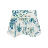 Babes Wind Screen Printing Irregular Lace Low-Rise Mini Skirt Holiday Thin Thin Short