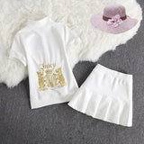 Short Sleeve Set 2 Piece Summer Casual Sport Suit Gym Clothes zipper Top Mini skirt High Waist Shorts