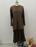 Summer New Women's Round Collar Loose Casual Top Retro Temperament Skirt Suit