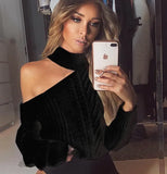 Women's Sweaters 2019 New Casual Solid Loose Sweater Bare Shoulders Knitted Pullovers Winter Oversized Sweaters