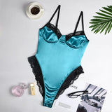 Paris Satin Lace Bodysuit Women Sexy One Piece Backless Half Cup Bodysuits New Nightwear Skinny Romper Mujer