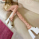 Y2K Korean Fashion Jogging Women Skinny Summer Green Tie Dye Print Plaid High Waisted Pants Casual Sport Leggings