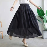 Half Dress Girl New Big Swing Skirt Solid Color Fluffy Skirt Fluffy Skirt Double Breathable Literary Waist