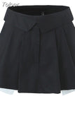 Style Pleated Stitching Mini Skirt Woman 2023 Spring Summer New Casual Streetwear Hot Girl High Waist Flanging