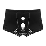 Toloer Men's PVC Bright Leather Boxers Sexy Open File Lekhoers Size Accurate No Smell-Outfit