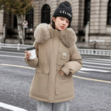 2024 Winter New Parker Cotton Clothes Female Long Korean Version Loose Fashion Cotton-Padded Clothes Waist Show Thin Cotton-Padded Jacket Coat-Outfit