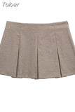 Women Spring Fashion Preppy Style Pleated Mini Skirts Cute Y2k Mid Waist Zipper Fly Skorts Chic Hot Girl Short